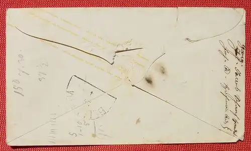 (1045454) Heimatbeleg Wiesloch Stempel auf Drei Kreuzer-Kuvert mit Maengeln / Risse. Siehe bitte Bilder