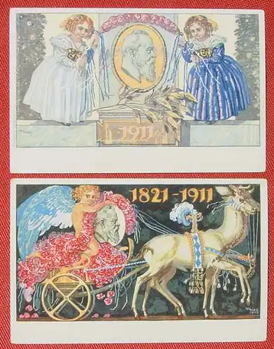 (1045460) 2 verschiedene Postkarten. Bayern. Eingedruckter Wert. Ganzsache. 1911. Siehe bitte Bilder