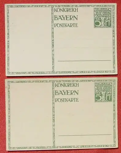 (1045460) 2 verschiedene Postkarten. Bayern. Eingedruckter Wert. Ganzsache. 1911. Siehe bitte Bilder