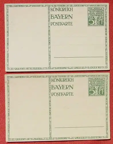 () 2 verschiedene Postkarten. Bayern. Eingedruckter Wert. Ganzsache. 1911. Siehe bitte Bilder