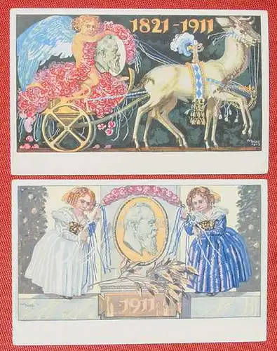 (1045461) 2 verschiedene Postkarten. Bayern. Eingedruckter Wert. Ganzsache. 1911. Siehe bitte Bilder