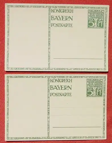 (1045461) 2 verschiedene Postkarten. Bayern. Eingedruckter Wert. Ganzsache. 1911. Siehe bitte Bilder