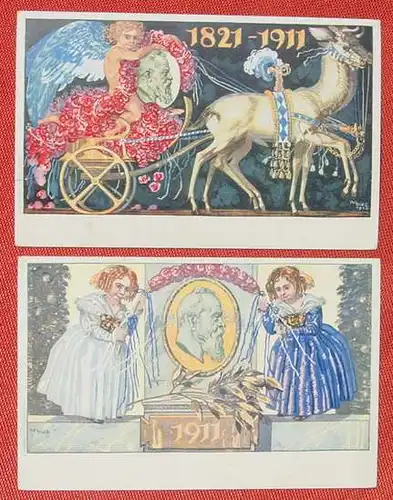 (1045462) 2 verschiedene Postkarten. Bayern. Eingedruckter Wert. Ganzsache. 1911. Siehe bitte Bilder