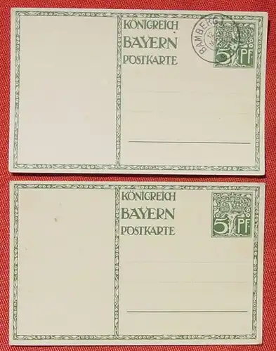 () 2 verschiedene Postkarten. Bayern. Eingedruckter Wert. Ganzsache. 1911. Siehe bitte Bilder