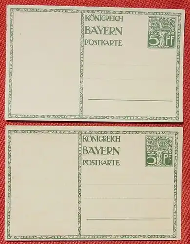 (1045463) 2 verschiedene Postkarten. Bayern. Eingedruckter Wert. Ganzsache. 1911. Siehe bitte Bilder