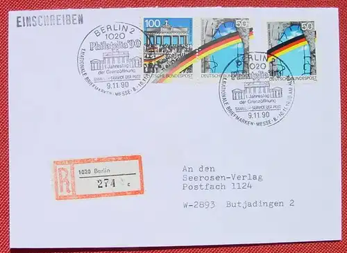 (1045469) Brief. Einschreiben. SST Berlin 9. 11. 1990. Philatelia 90