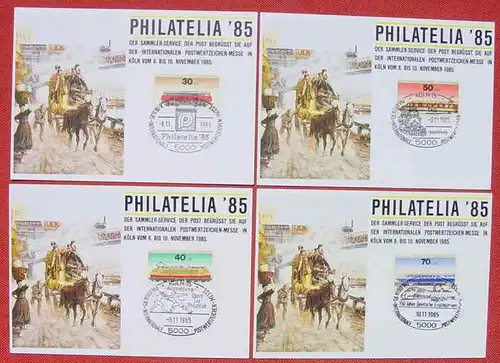 (1045490) Philatelie 1985. 4 Karten mit 4 versch. SST Philatelie 85. TOP Zustand