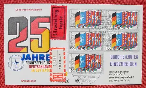 () 25 Jahre BRD in der Nato. 10. 1. 1980. FDC Einschreiben Eilzustellung