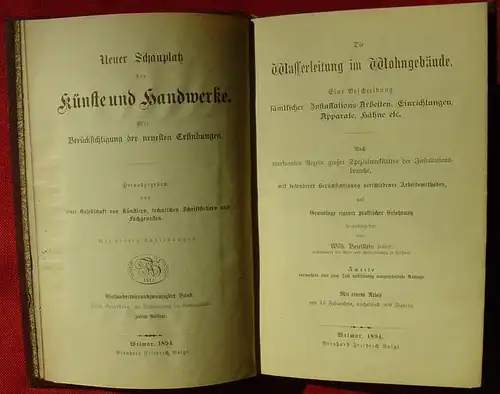 (1005097) "Die Wasserleitung im Wohngebaeude" Installations-Arbeiten. 1894 Weimar 1894, ohne Bildbeilagen !