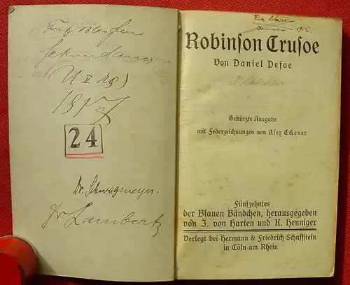 () Defoe "Robinson Crusoe" Schaffsteins Blaue Baendchen, Nr. 15, um 1917 ?