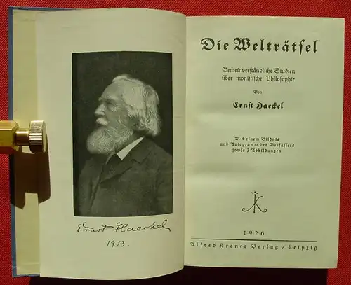 () Haeckel "Die Weltraetsel". Monistische Philosophie. Kroener, Leipzig 1926