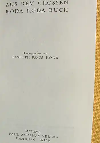 () "Aus dem grossen Roda Roda Buch". Elsbeth Roda Roda. 352 S., Zsolnay-Verlag