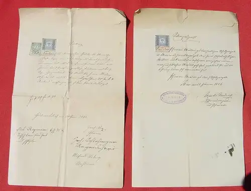 (1038842) Oesterreich Dokumente v. 1883 u. 1886 mit Gebuehrenmarken