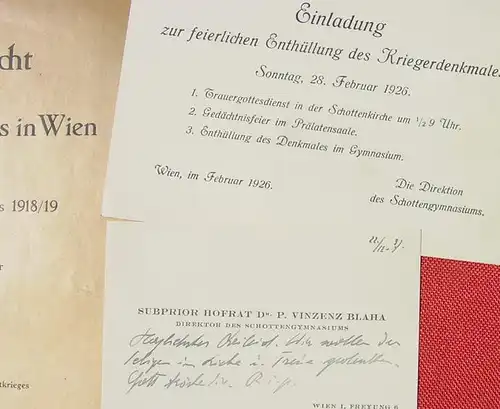 () Jahresbericht des Schottengymnasiums in Wien 1918-1919. 76 S.,