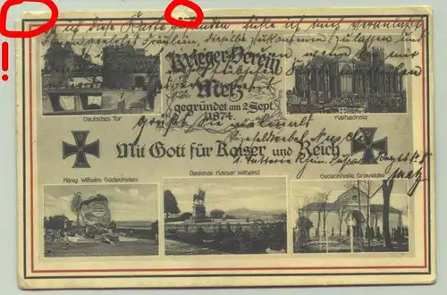 (1039093) Krieger-Verein Metz. 5-Bild-Ansichtskarte von 1914