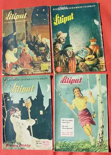 (1039100) LILIPUT - Die froehliche Jugendzeitschrift. 4 verschiedene Jugend-Magazine 1955-56