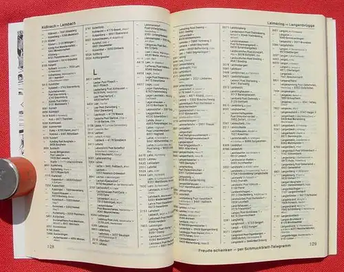 (1009380) "Postleitzahlen-Verzeichnis Abc-Folge" der Bereiche BRD und DDR. 384 S., 1984