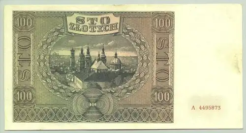 (1028174) Original-Geldschein ueber 100 Zloty, Krakau 1941
