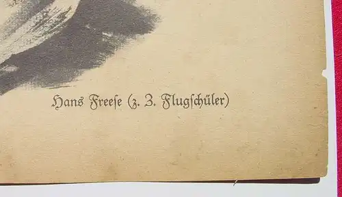 (1031102) Farbiges Kunstblatt 'Fliegerportrait' 1915. Blatt-Format 27 x 34 cm