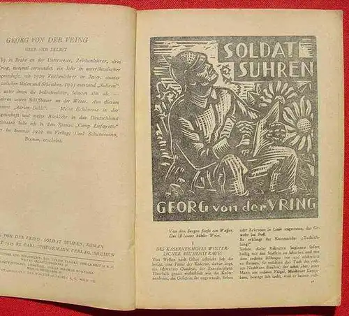 (0340205) Georg von der Vring "Soldat Suhren". 'Der erste deutsche Kriegsroman'. Wien 1929