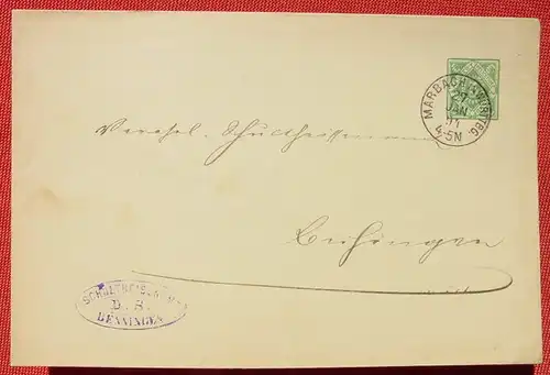 (1039041) Kuvert Ganzsache 5 Pf. Dienst-Sache Wuerttemberg, Marbach 1894