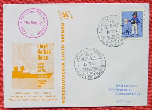(1039060) Kuvert Schiffspost. MS Berlin. Norddeutscher Lloyd. 1966