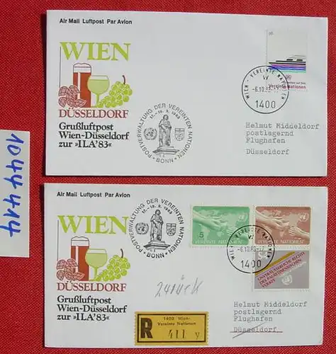 (1044414) 5 x Briefe. Vereinte Nationen Wien, Wien-Duesseldorf zur ILA-83, 1983, mit diversen Stempeln