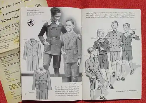() "Kuebler-Kinderbekleidung" Angebotskatalog u. Preisliste. Stuttgart u. Schorndorf 1930-er Jahre