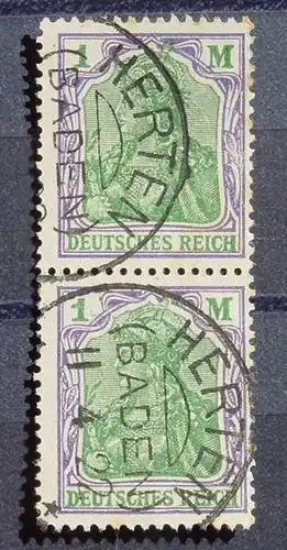 (1046281) 2 x 1 Mark, huebscher Stempel Herten, Baden 1922, siehe bitte Bilder