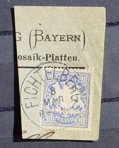 (1046283) Bayern 20 Pfennig auf Papier, Stempel Fichtelberg 1900 (?), siehe bitte Bild
