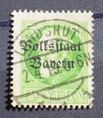 (1046288) Bayern 5 Pf. mit huebschem Stempel Landshut 1919, siehe bitte Bilder