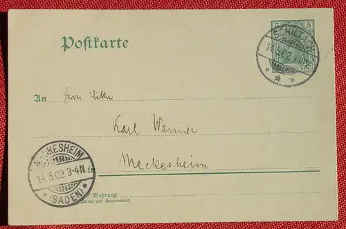 () Postkarte, Heimatbeleg, Stempel Schiltach 1902 nach Meckesheim, siehe bitte Bilder