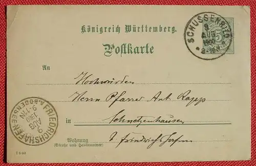 (1046306) Postkarte, Heimatbeleg, Stempel Schussenried 1900, siehe bitte Bilder