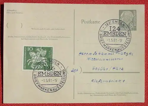 () Postkarte, Heimatbeleg, Stempel Emden (EMBDEN) 1961, siehe bitte Bilder