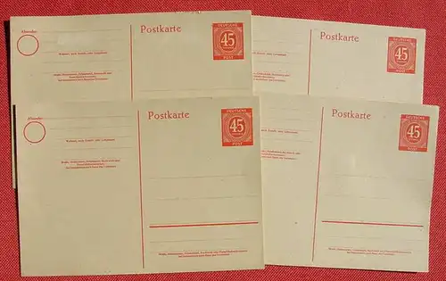 () Vier Postkarten, unbeschrieben, Deutsche Post 45 Pfennig, siehe bitte Bild