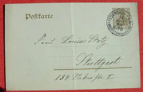 (1046336) Heimatbeleg. Feuerbach 1909, huebscher Stpl. auf Postkarte, siehe bitte Bilder