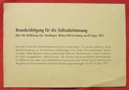 (1046479) Volksabstimmung Heimatbeleg Leimen 1971, siehe bitte Bilder