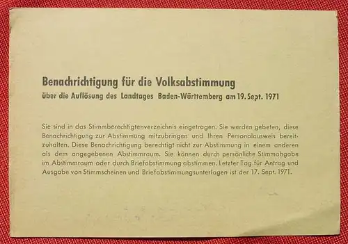 () Volksabstimmung Heimatbeleg Leimen 1971, siehe bitte Bilder