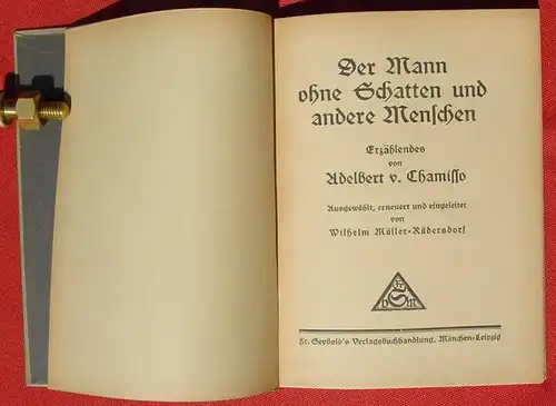 () von Chamisso 'Der Mann ohne Schatten und andere Menschen'. 1922 Seybold, Muenchen