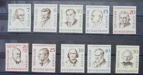 () Briefmarken Berlin 1957. Männer Berlins. 10 Werte, Mi. 163-172, ungebraucht mit Gummi.