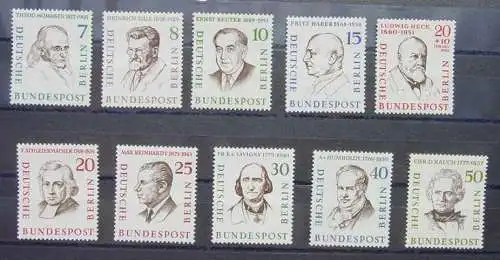 () Briefmarken Berlin 1957. Männer Berlins. 10 Werte, Mi. 163-172, ungebraucht mit Gummi.