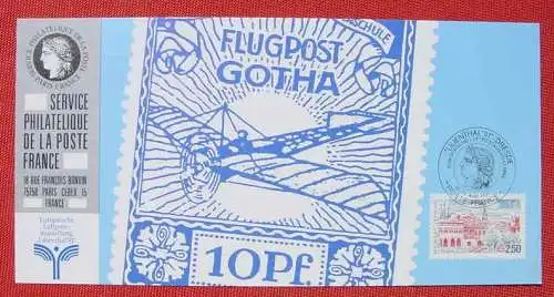 Neu : Versandkosten ab Euro 2,50  () Frankreich. Gedenkblatt 1991. Luftpostausstellung Lilienthal 91. Guter Zustand.