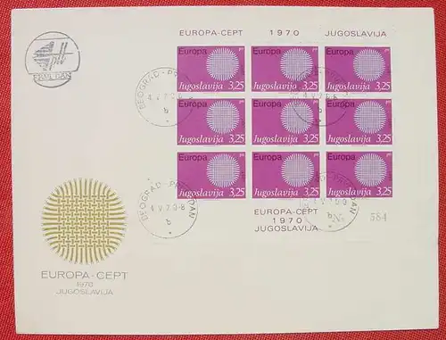 (1044174) Jugoslawien. Europa Cept 1970. 2 Kuverts mit Kleinbogen. Beograd 4. Mai 1970