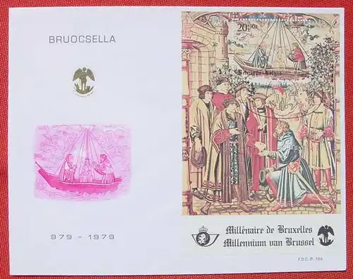 (1044176) FDC Belgien. Millennium van Brussel 979-1979 Bruocsella. Block auf Kuvert mit Sonderstempel