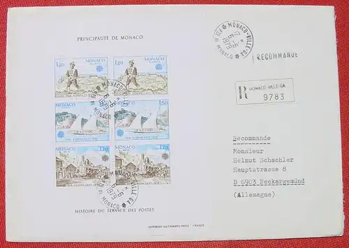 (1044181) Principaute de Monaco. Block auf Einschreibebrief 1979. Format ca. 22 x 16 cm