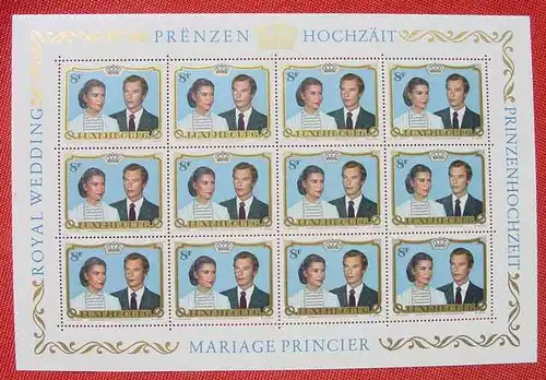 (1044188) Luxemburg. Prinzenhochzeit. Kleinbogen, unbenutzt, TOP Zustand ! Prenzen Hochzait, Luxembourg