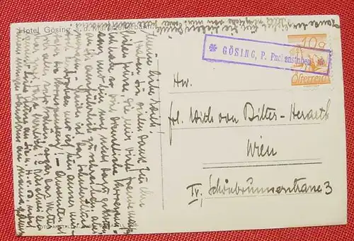 (1044191) Foto-Postkarte von 1928, Goesing, P. Puchenstuben, Hotel Goesing a.d. Mariazellerbahn