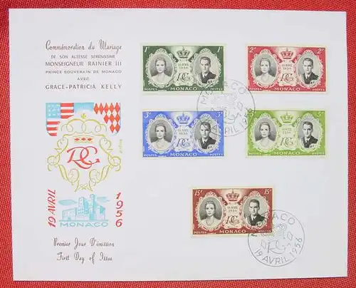(1044195) FDC Monaco Hochzeit Fuerst Rainier III. / Grace Kelly 19. 4. 1956. Format ca. 20 x 16 cm