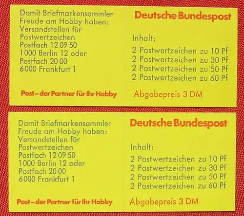 (1044244) Zwei verschiedene Markenheften. Bund. Burgen und Schloesser. 1980 ? Postfrisch, TOP Zustand