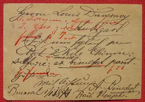 () Rumaenien. Ganzsache . Postkarte von 1894